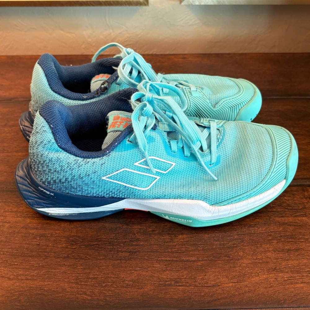 Babolat Jet Mach 3 Kids Size 3 Turquoise Blue Tennis Shoes Sneakers